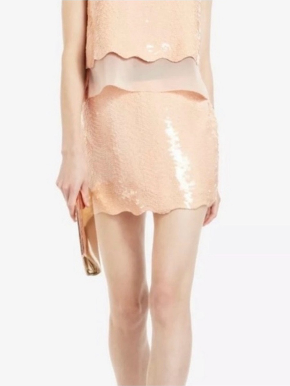 BcbgMaxazria sequin mini skirt with scallop hem